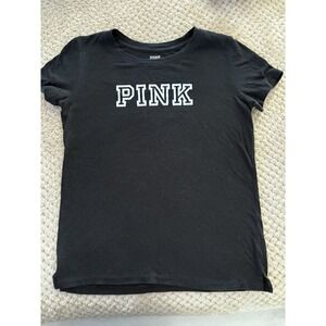 Victoria's Secret VS PINK Short Sleeve T-Shirt Logo Black Medium M